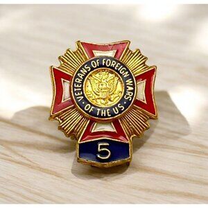 VFW Pin Veterans of Foreign Wars 5 Year USA Member Award Emblem Lapel Hat